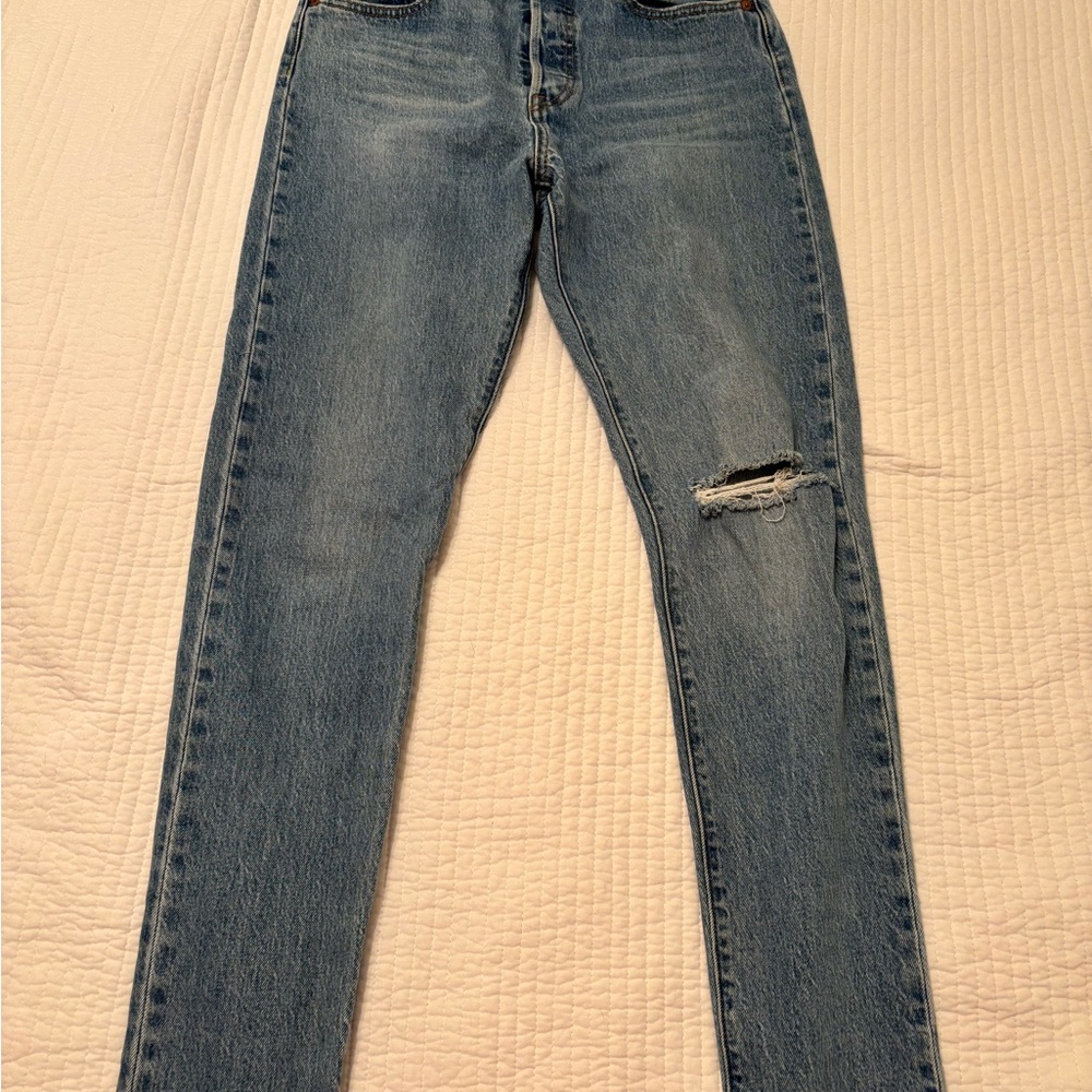 Levi's Women's High Rise Blue Jeans with Distressed Detail